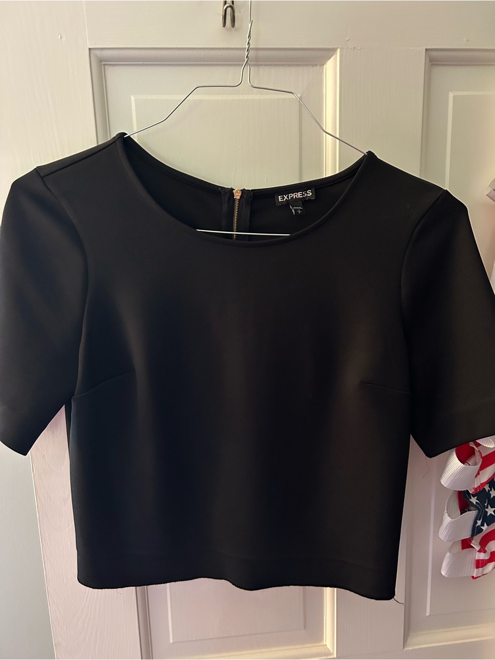 Express Black Short-Sleeve Cropped Top